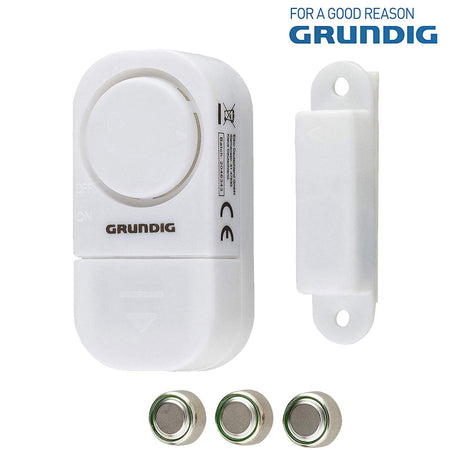 Grundig Set 4 pezzi Sistema allarme per Porte e Finestre con Interruttore 90 dB