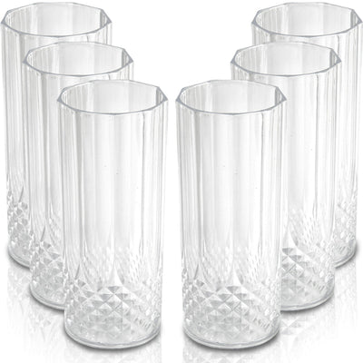 Set 6 Bicchieri Plastica Dura Effetto Cristallo Realistico 400 ml Riutilizzabili