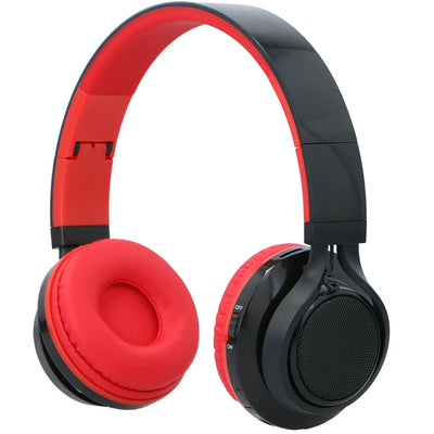 Cuffie On-Ear Bluetooth Led Esterni Durata 10 Ore Auricolari Senza Filo Rosso