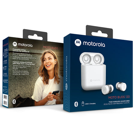 Motorola Sound Moto Buds 120 Mini Cuffie Bluetooth Custodia Powerbank Bianco