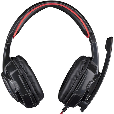 Cuffie Gaming Over-Ear con Illuminazione Led Rossa e Microfono Cavo da 1,5 Metri