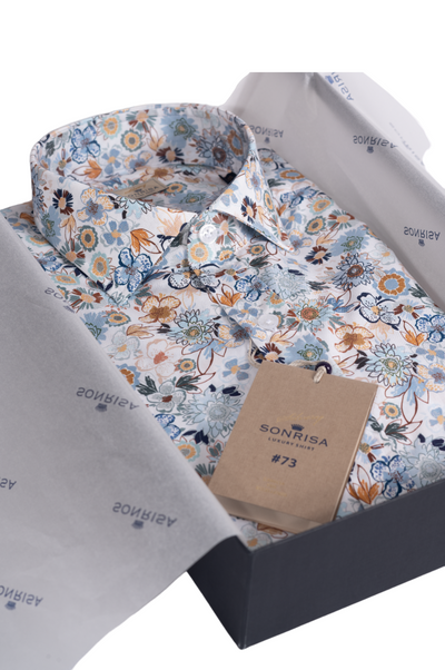 Camicia uomo Sonrisa -  Fantasia fiori -  collo francese Moda/Uomo/Abbigliamento/T-shirt polo e camicie/Camicie casual Couture - Sestu, Commerciovirtuoso.it