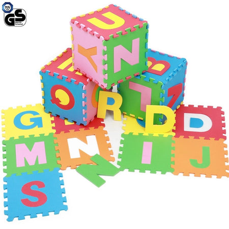 Tappeto Puzzle Per Bambini Set 36 Pezzi Gioco Tappetino Lettere Alfabeto  Gomma 