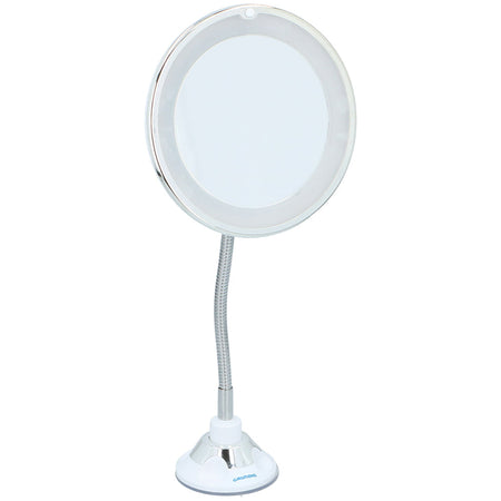 Specchio per Trucco con 20 Led Luminosi Ventosa Manico Flessibile Girevole 360°