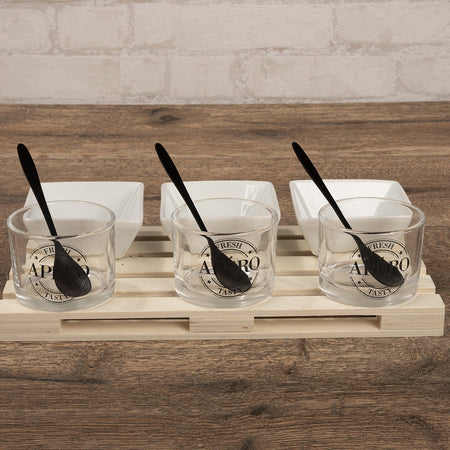 Set Aperitivo Antipasto con Vassoio Bicchieri Ciotole Ceramica Piatti da Portata