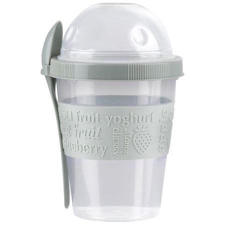 Bicchiere da Yogurt con Coperchio e Cucchiaio Capacità 500ml 10.5 x 16.5 cm