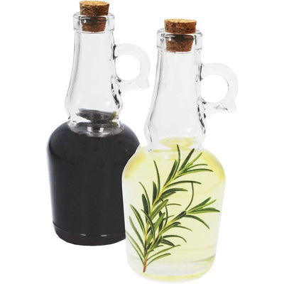 Set 2 Bottiglie di Vetro con Tappo di Sughero Capacità 250ml Design Tradizionale