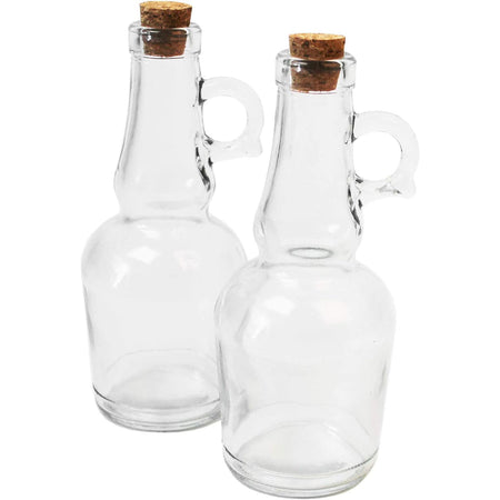 Set 2 Bottiglie di Vetro con Tappo di Sughero Capacità 250ml Design Tradizionale