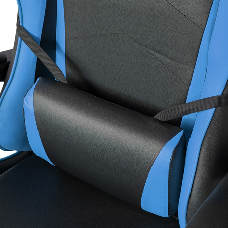 Poltrona Sedia Gaming girevole reclinabile da ufficio con poggiapiedi Blu Your Self
