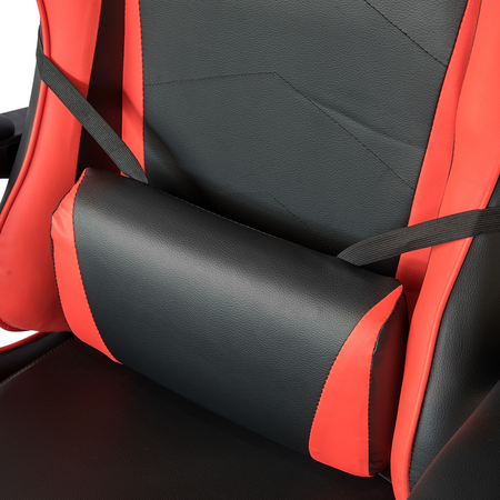 Poltrona Sedia Gaming girevole reclinabile da ufficio con supporto lombare e poggiatesta Rossa