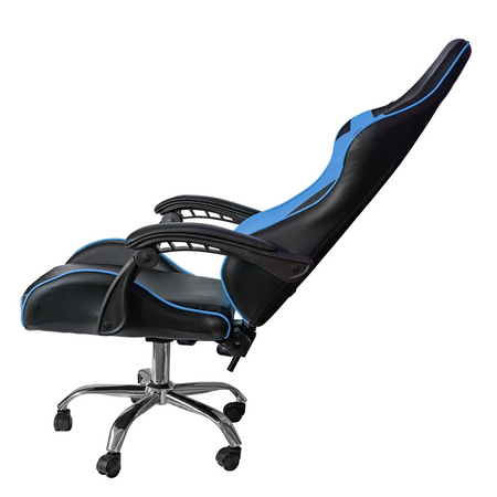 Poltrona Sedia Gaming girevole reclinabile da ufficio con supporto lombare e poggiatesta Blu Your Self