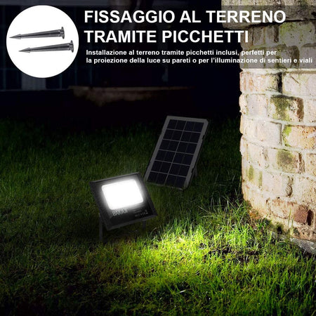 Faro LED 10W Pannello Solare Luce Esterno Alta Luminosita 200 lm + Telecomando