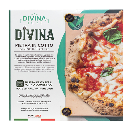 Pietra lastra in cotto argilla per pizza Divina 35x35xh2 cm per forno barbecue Your Self