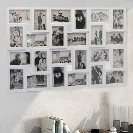 Cornice Portafoto 24 Foto Dimensione 87 x 30 cm Bianco Decorazione Shabby Chic