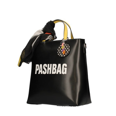 Pash BagBorsa amano da donna in ecopelle di colore nero con manici gialli e logo