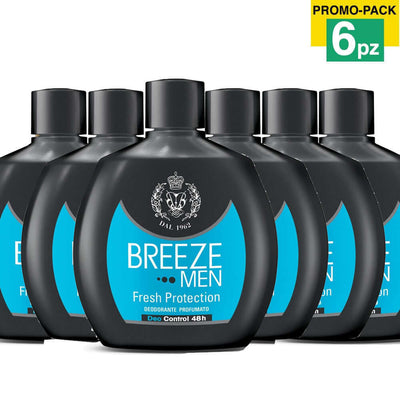 6 x Breeze Deodorante Men Fresh Protection 100ml Corpo No Gas Deo Control 48H