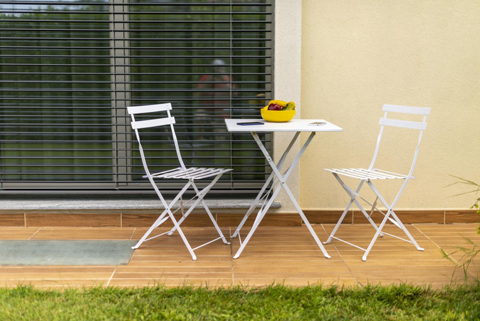 Tavolo metallo rimini bianco quadro con2 sedie pieghevoli Vacchetti