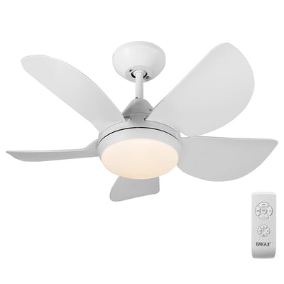 Ventilatore da Soffitto 5 Pale Lampada con Luce LED e Telecomando 76 cm Bianco