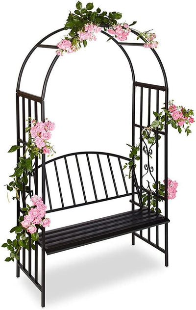 Panchina 2 posti con Arco da Giardino per Rose e Piante in Metallo 110x50x205 cm