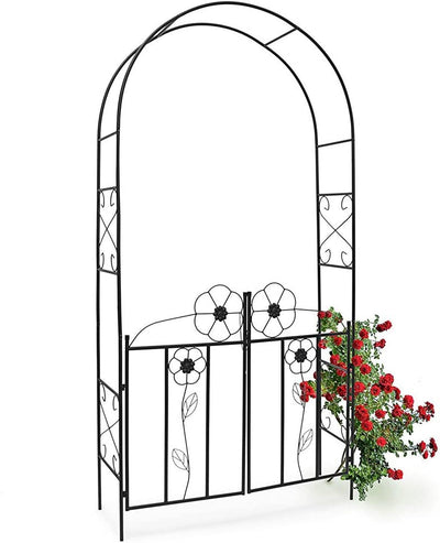 Arco da Giardino per Piante Rampicanti Rose con Cancello Battente in ferro 228cm
