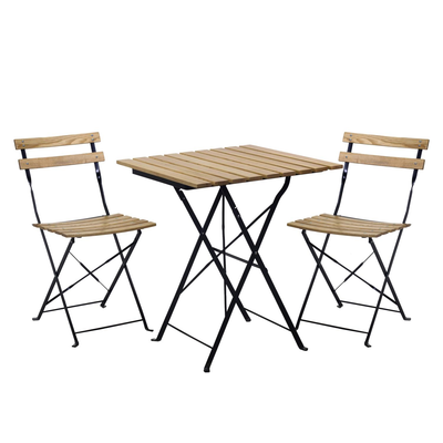 Tavolino metallo dubai con 2 sedie naturale quadro cm60x60h70 Vacchetti