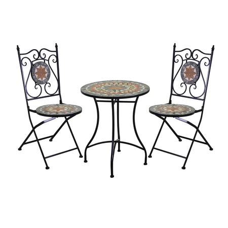 Tavolo mosaico metallo Modica con 2 sedie tondo cm ø60h71 Vacchetti