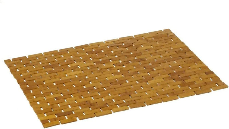 Tappeto per Doccia Vasca da Bagno in Legno Bambù Superficie Antiscivolo 60x42 cm