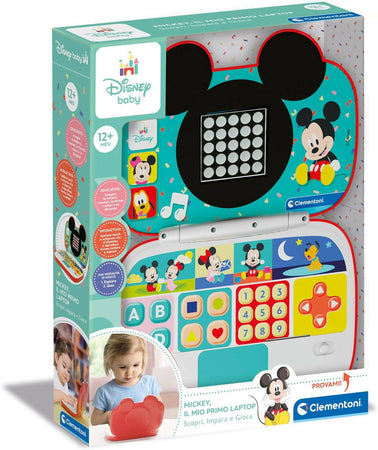 Clementoni- Disney Baby Mickey-Il Mio Primo Laptop, Centro Computer Educativo Elettronico, Portatile, attività per Apprendimento Lettere & Numeri, Bambini dai 9 Mesi, Colore Italiano, 17834