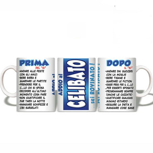 Tazza Addio Al Celibato Sei Rovinato Prima Del Sì Dopo Il Sì Tazza divertente idea regalo per addio al Celibato Salute e cura della persona/Erotismo e contraccezione/Sex toys/Gadget per addio al nubilato e al celibato Kondorama - Martinsicuro, Commerciovirtuoso.it