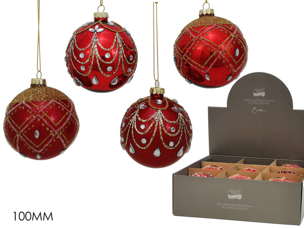 Palline in vetro "Rosso Glitterate" per albero di Natale moderno 9 sfere da ø 10 cm Casa e cucina/Decorazioni per interni/Addobbi e decorazioni per ricorrenze/Decorazioni natalizie/Addobbi e decorazioni/Palle e palline MagiediNatale.it - Altamura, Commerciovirtuoso.it