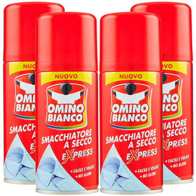 4 x Omino Bianco Smacchiatore Spray a Secco Expess Specifico per Macchie Intense