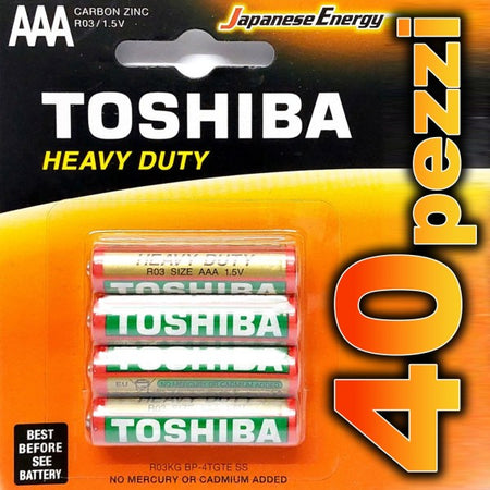 40pz Batterie Mini Stilo Aaa Pile Alkaline Confezione Risparmio Toshiba R6 1.5 V