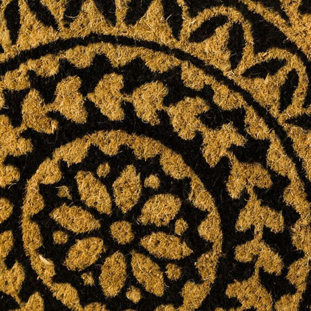 Tappeto Zerbino Rettangolare Mandala In Fibra Di Cocco 60 x 40cm Beige e Marrone