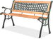 Panca da Giardino Struttura in Ferro Seduta Legno Ideale per Esterno 122x53x77cm