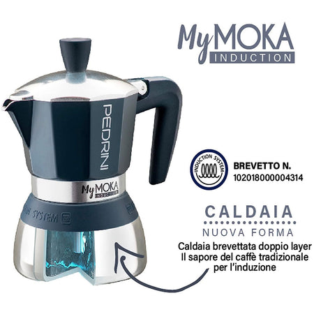 Caffettiera My Moka Induction 2 Tazze Acciaio Macchinetta Caffe per Induzione