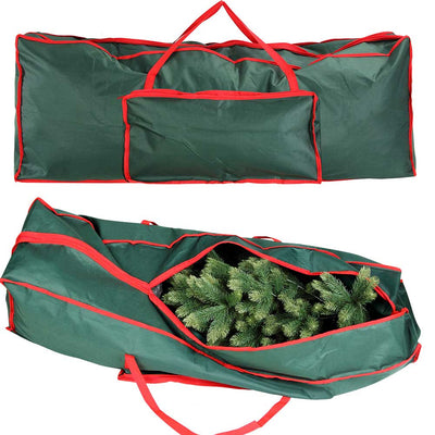 Custodia Sacco Porta Albero di Natale in Tessuto Verde con Tasca 125 x 30 x 50cm