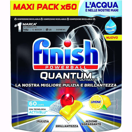 3 x Finish Powerball Quantum Ultimate 60Pastiglie Lavastoviglie Fragranza Limone