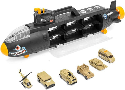 Sottomarino Militare Bisarca Giocattolo Bambini + 6 Veicoli macchinina Camion