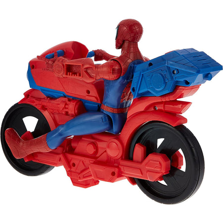 Spiderman Titan Power con Moto Action Figure 30 cm con Luci e Suoni Idea Regalo