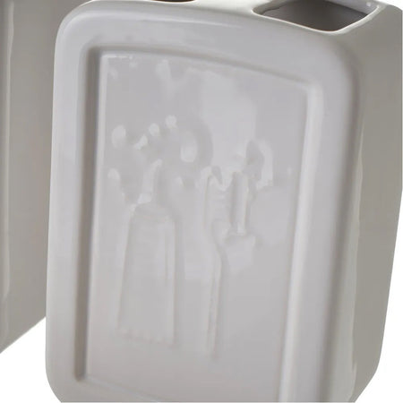 Set 4 Pezzi da Bagno Ceramica Dispenser Porta Spazzolini Bicchiere e Portasapone