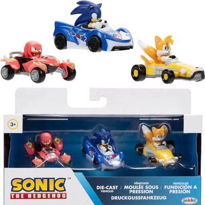 Sonic The Hedgehog Set 3 Personaggi Veicoli Die-Cast Gioco Idea Regalo Bambini