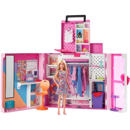 Barbie Armadio dei Sogni in Valigetta Playset Bambola Bionda e Accessori HGX57