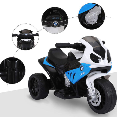 Moto Elettrica per Bambini BMW Motocicletta Gioco Luci e Suoni Blu Idea Regalo