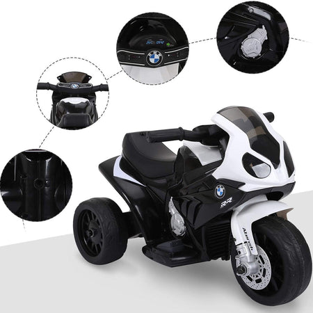 Moto Elettrica per Bambini BMW Motocicletta Gioco Luci e Suoni Nero Idea Regalo