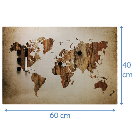 Lavagna Magnetica Cartina Vintage 60 x 40 cm 1 Pennarello Cancellabile 5 Magneti