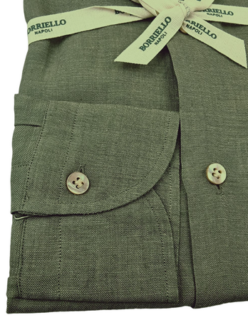Camicia uomo Borriello - cotone/lino - verde Moda/Uomo/Abbigliamento/T-shirt polo e camicie/Camicie casual Couture - Sestu, Commerciovirtuoso.it