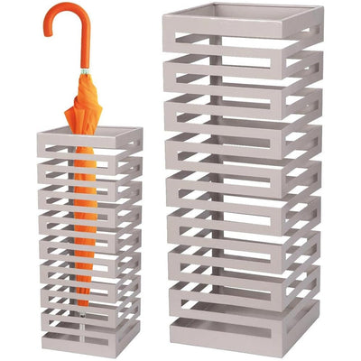 Portaombrelli in Metallo Design Moderno Porta Ombrelli Quadrato Stand Grigio