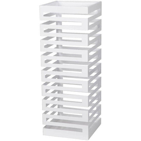 Portaombrelli in Metallo Design Moderno Porta Ombrelli Quadrato Stand Bianco