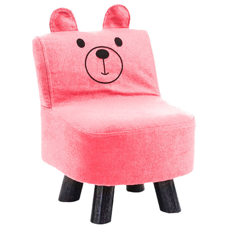 Sedia per Bambini Poltrona Design Orsetto Poggiapiedi Sgabello Morbido Rosa