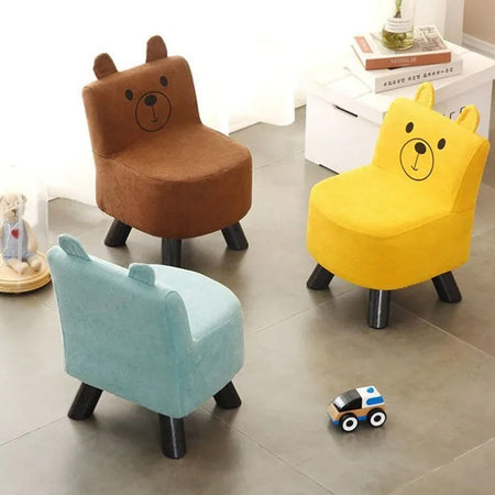 Sedia per Bambini Poltrona Design Orsetto Poggiapiedi Sgabello Morbido Marrone